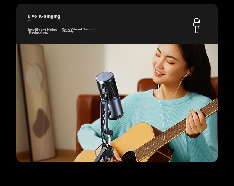 Ugreen USB Suspension Arm Computer Microphone Live Streaming Mic ANS Noise Reduction Desktop Laptop Condenser Mic RGB Lighting KTV Home Video Conference Gaming Built-in Sound Card 15