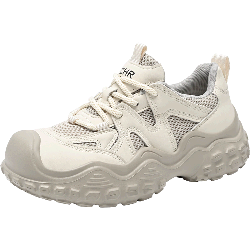 ZHR Women's Hiking Shoes Spring Autumn Outdoor Sports Lightweight Thick Sole Casual Shoes KD216 Beige Size 38