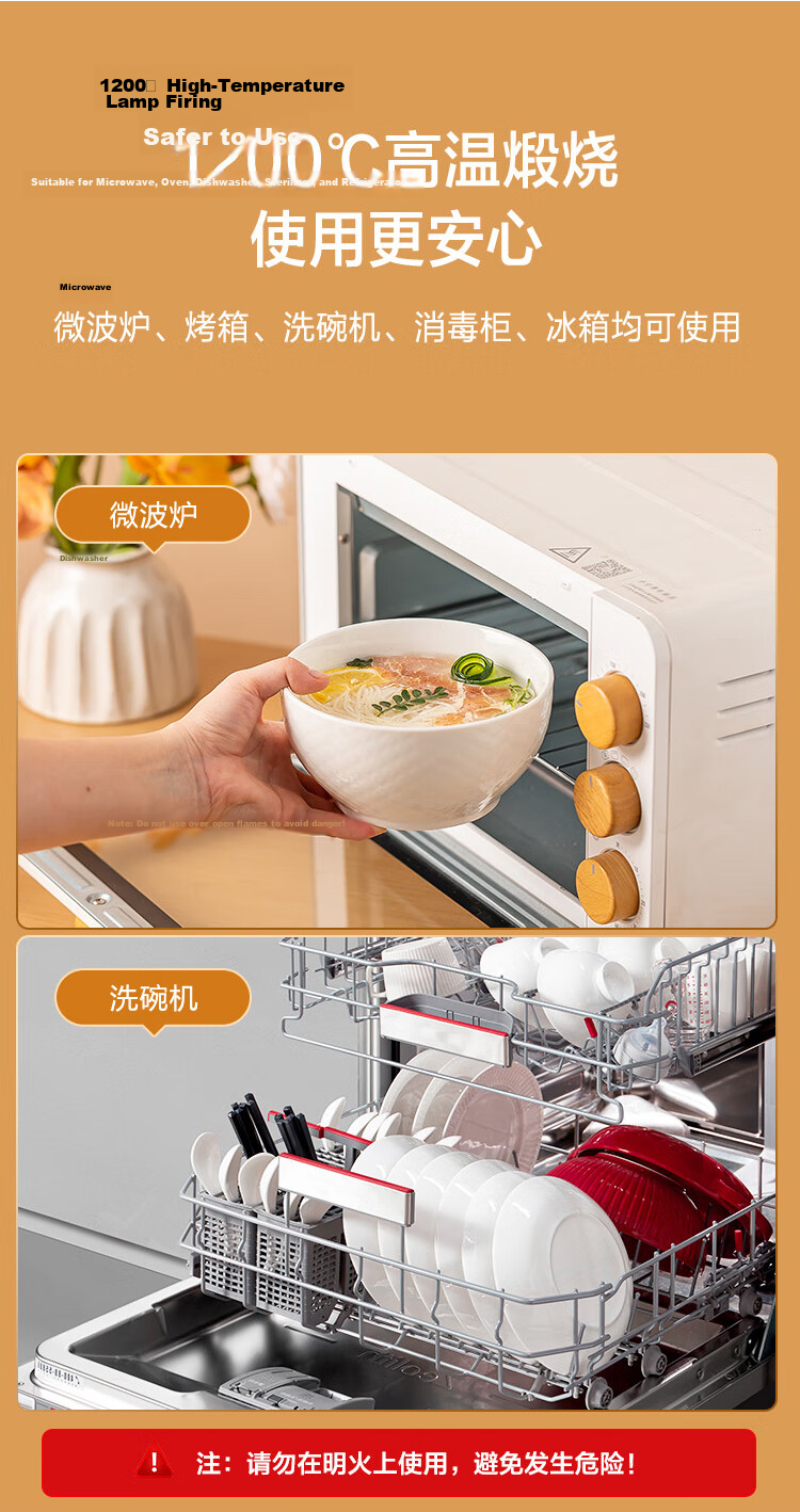 JD Original Soup Bowl, Noodle Bowl, Ceramic Steamed Egg Custard Salad Bowl for Home Use, Cream Waffle, 5.5-Inch Bowl *6 10