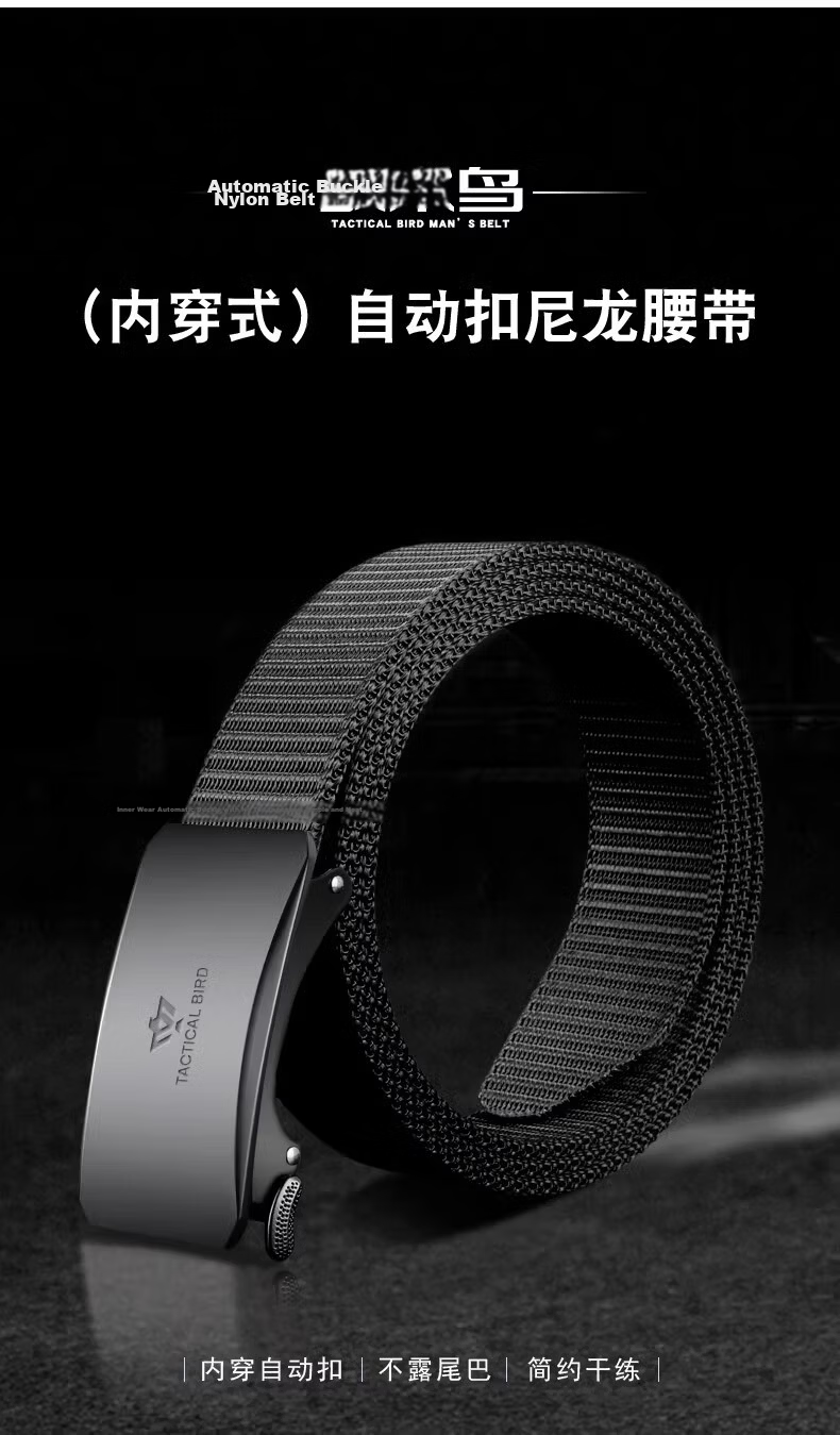 Zhanshuniao Men's Automatic Buckle Canvas Belt, Inner-Wear Buckle Nylon Business Leather Belt, Casual Fabric Trouser Belt Gift 4