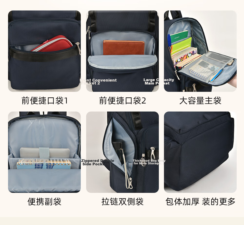 UNIVERSITY OF OXFORD Oxford University Backpack for Middle School Boys, High School Student Casual Double Shoulder Bag X556 (Dark Blue A) 9