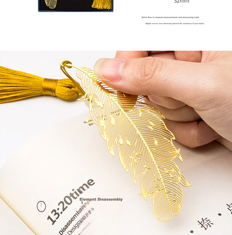 TIANSE Brass Feather Bookmark Gift Box, Creative Graduation Souvenir for Female Teachers to Give to Whole Class, Metal Vintage-Style Book Clip, Party Favor Gift for Birthday And Annual Meetings TS-5855 Feather 5