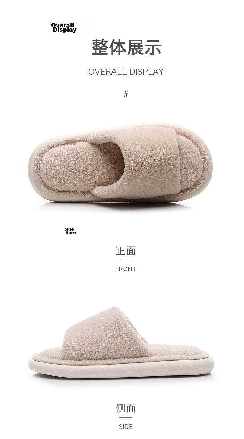 GUOLUOFEI Japanese-Style Wooden Floor Opening Cotton Slippers for Women, Soft-Soled for Men, Home Use All Seasons Couples, Gray, Size 42-43 11