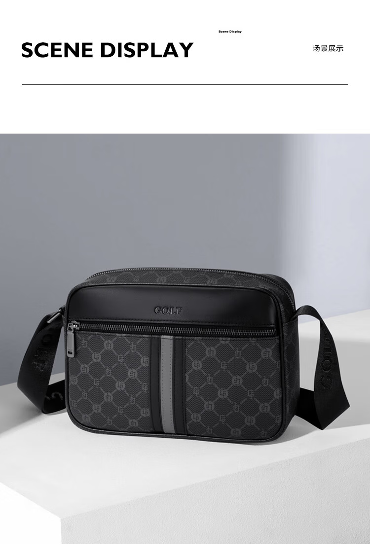 GOLF Men's Printed Single Shoulder Crossbody Bag Multi-Compartment Waterproof Business Commuter Bag for Phone and iPad 14