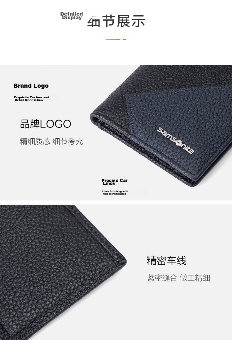 Samsonite Men's Business Card Holder Multifunctional Genuine Leather Wallet Coin Purse Gift Box TK6 11