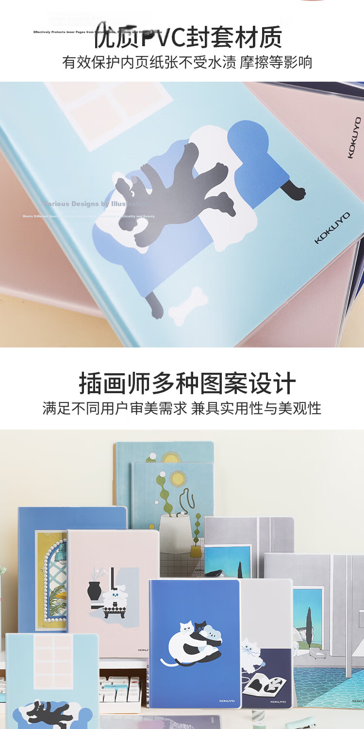 KOKUYO A5/80 Pages/8mm Ruled Illustrator Series PVC Cover Notebook STILL PLACES Single Pack (Color Random) WCN-DNA58-JC21 8