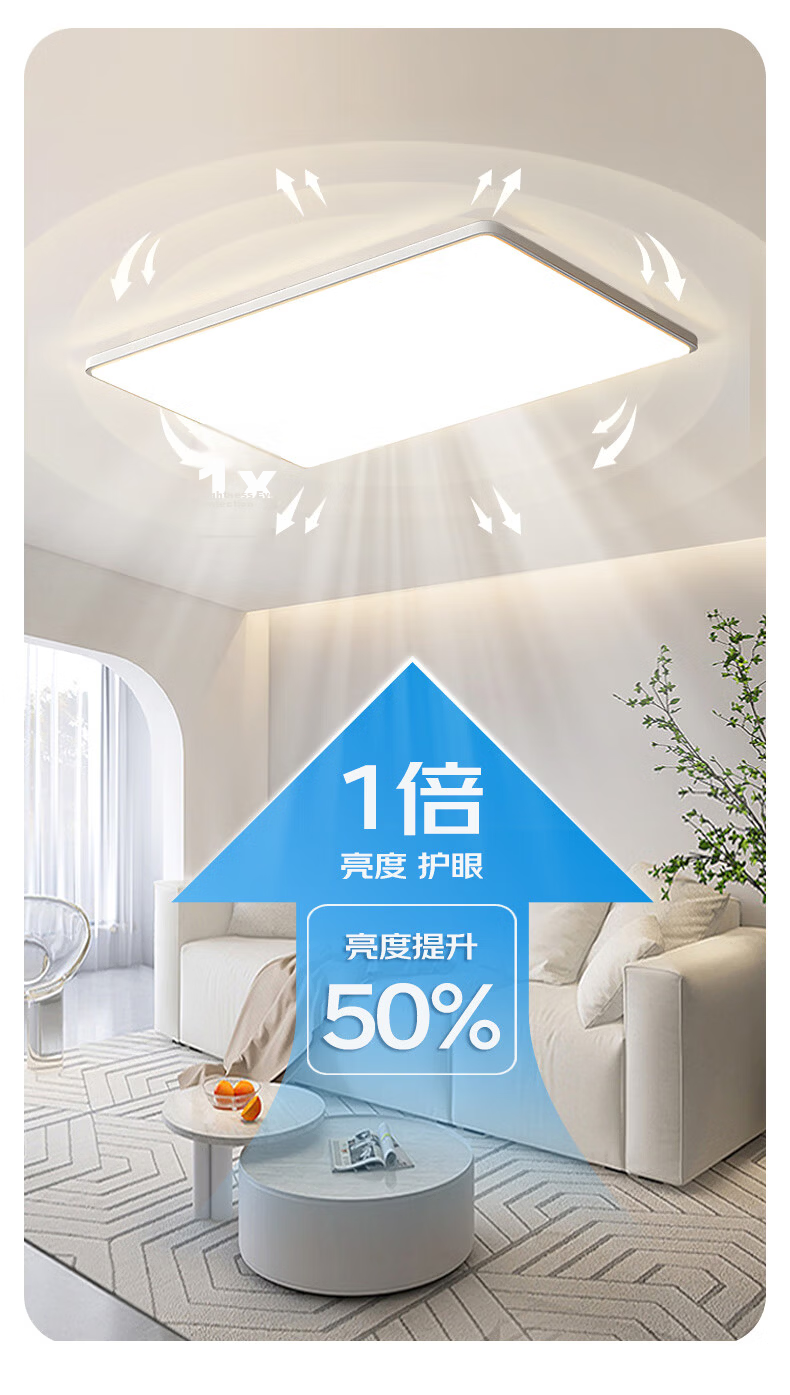 MICOE Full Spectrum Eye Protection Ceiling Light for Living Room, Dining Room, Bedroom - Simple and Elegant Zhongshan Lighting, Moon Viewing Series 8
