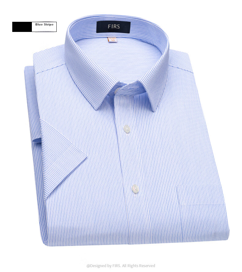 FIRS DP Non-Iron Pocket Edition Men's Short Sleeve Shirt Pure Cotton Summer High-End Business Formal White 40 10