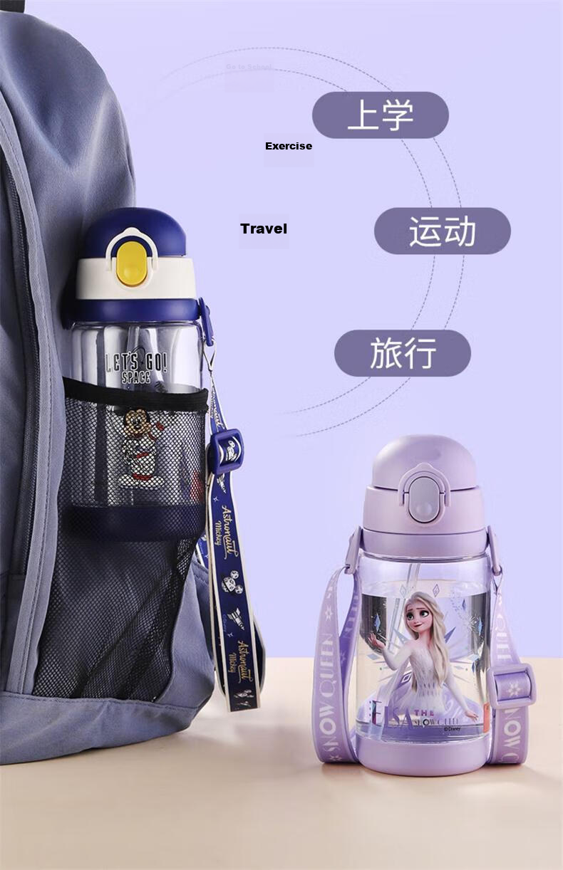 Disney Kids Summer Straw Cup Primary School Direct Drinking Anti-Fall Water Bottle Kindergarten Baby Water Cup 3
