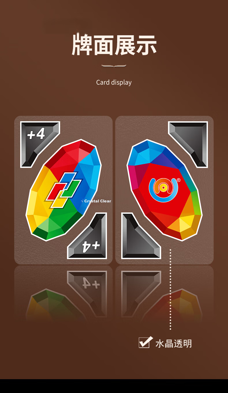 Benniu Uno Official Card Game Multiplayer Party Casual Game Crystal Thickened Plastic Edition Uno Game 6
