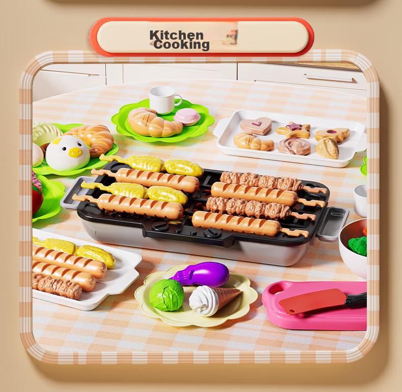 Miaobeile Children's Hamburger Cutting Toy, Girls' Kitchen Fruit Cutting Playset, Pretend Ice Cream Pizza Birthday Gift 10