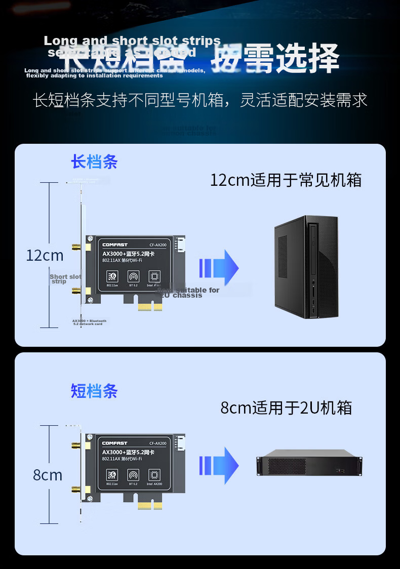 COMFAST AX200 Intel Gaming 3000M Dual-Band 5G Desktop Built-in PCI-E WiFi 6 + Bluetooth 5.2 Wireless Network Card Receiver 18