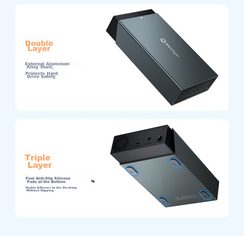Mihu 3.5 Inch Hard Drive Enclosure USB 3.0 External Hard Drive Case with Built-in Fan SATA Mechanical Desktop Laptop External Box D3A 23