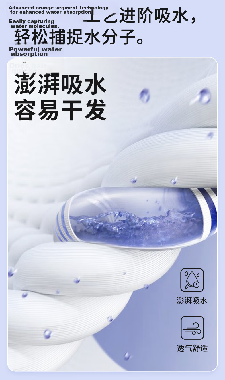 Grace Dry Hair Cap 7A Grade Antibacterial Strong Absorbent Thickened Snowflake Fleece Quick-Dry Towel Bath Cap 7