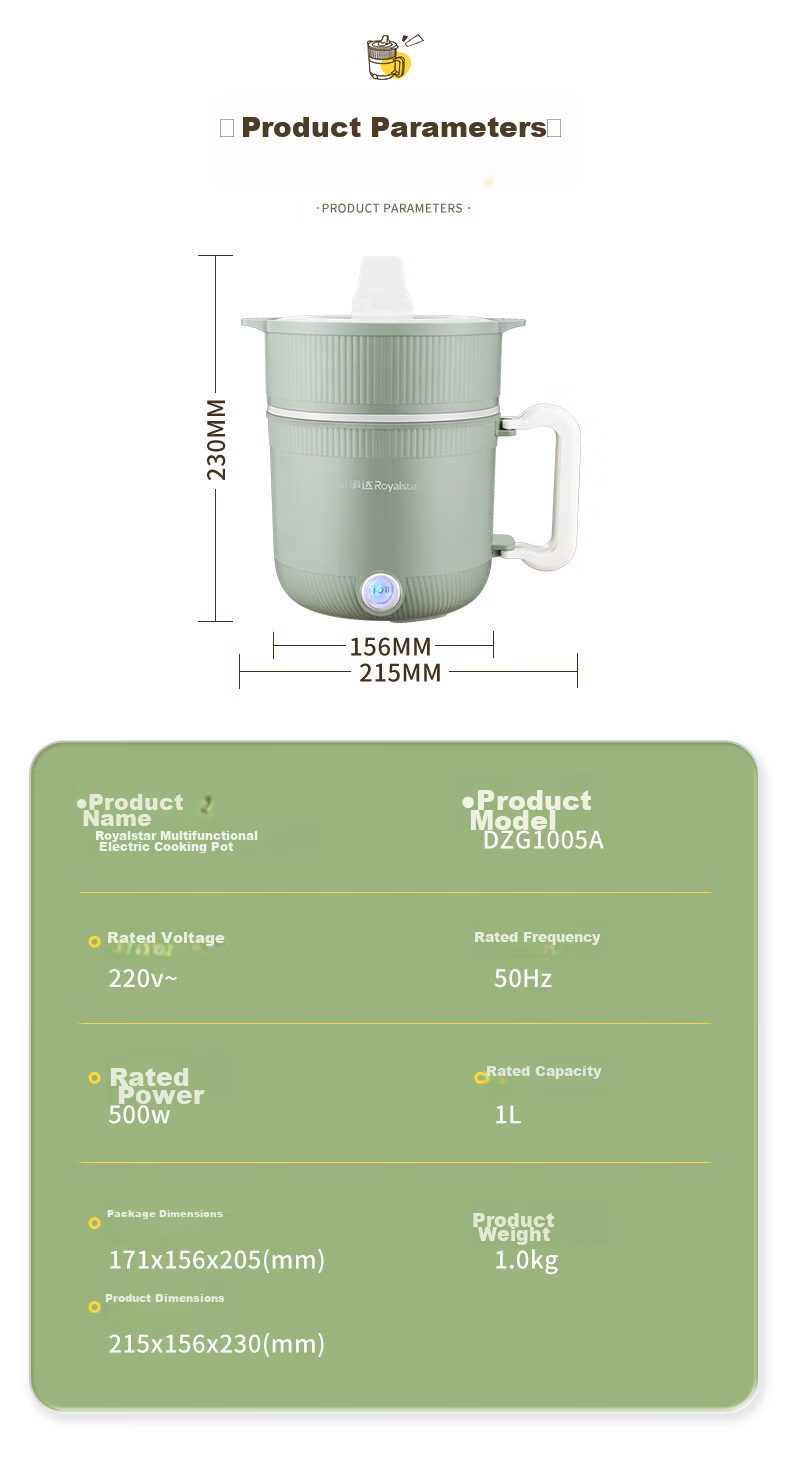 Royalstar Electric Cooking Pot Foldable Portable Small Electric Cooker for Dormitory Household Student Room All-in-One Instant Noodle Hot Pot Electric Heating Pot Titanium Coating Multifunctional Pot  15
