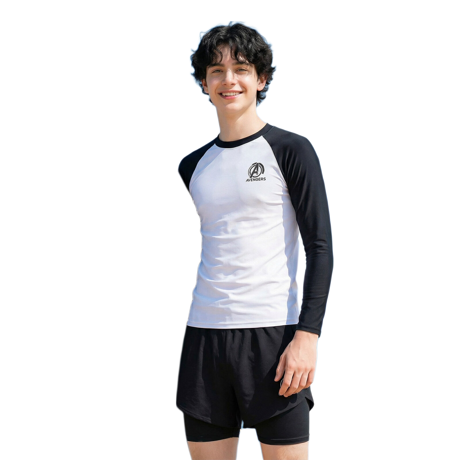 Disney Men's Long Sleeve Swimwear Set Surfing Suit D16329S2G Black 3XL