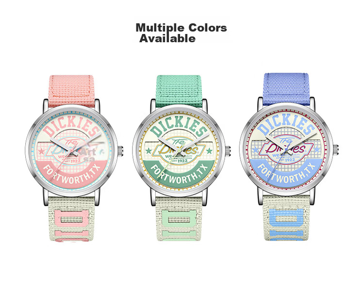 Dickies Watch for Female Students, Vintage Nylon Quartz Watch for Middle And High School Girls, Gift CL-541 Pink 9