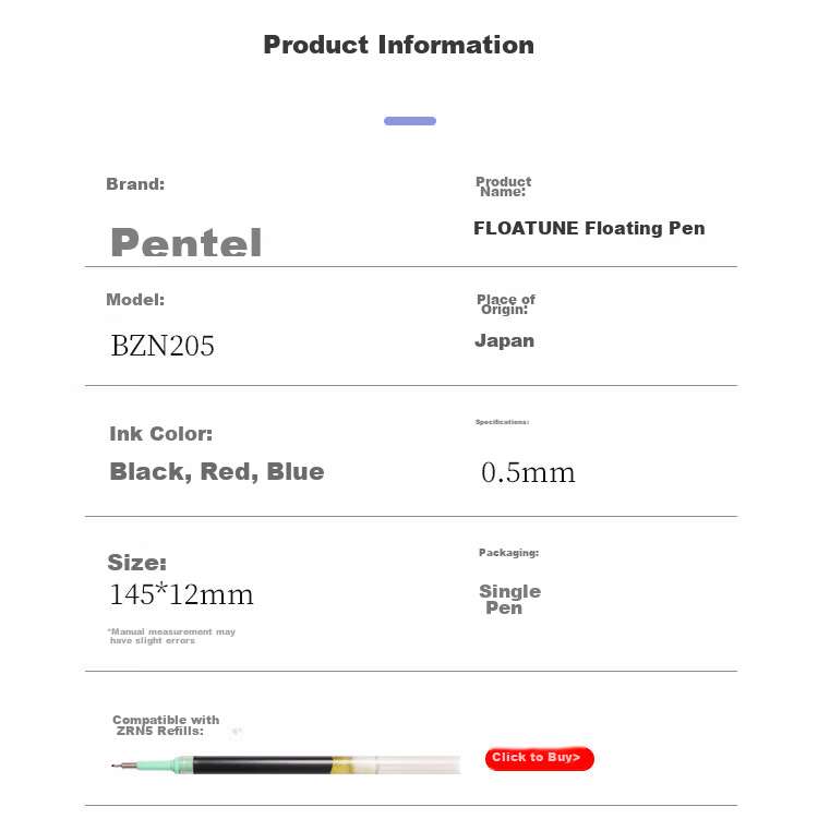 Pentel Light Feather Series 0.5mm Retractable Gel Pen Soft Grip Student Office Ballpoint Pen (Refill ZRN5) Red BZN205-BX 9