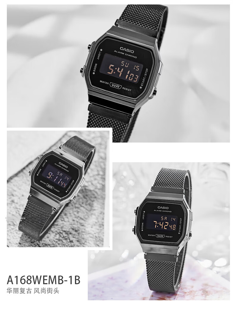 Casio Retro Square Digital Watch for Students, Unisex, A168WERB-2A 22