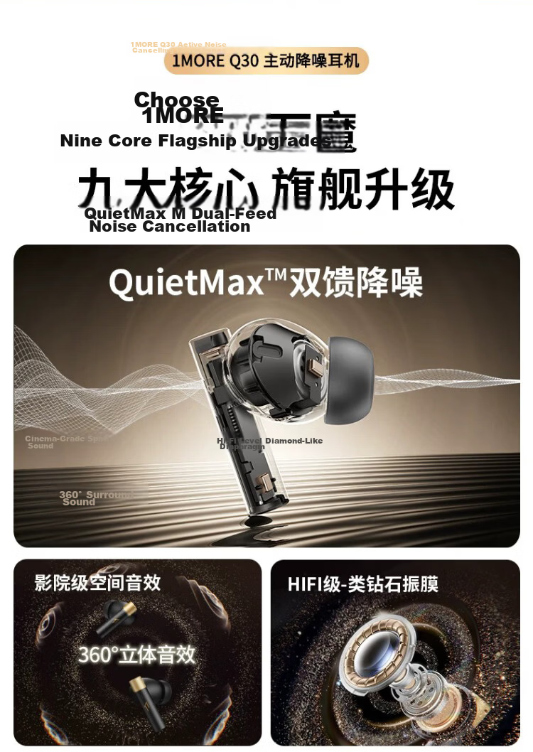 1MORE Q30 True Wireless Bluetooth Earphones 42dB Active Noise Cancelling 30H Battery Life Bluetooth 5.3 Gaming Sports Music Earbuds White 6