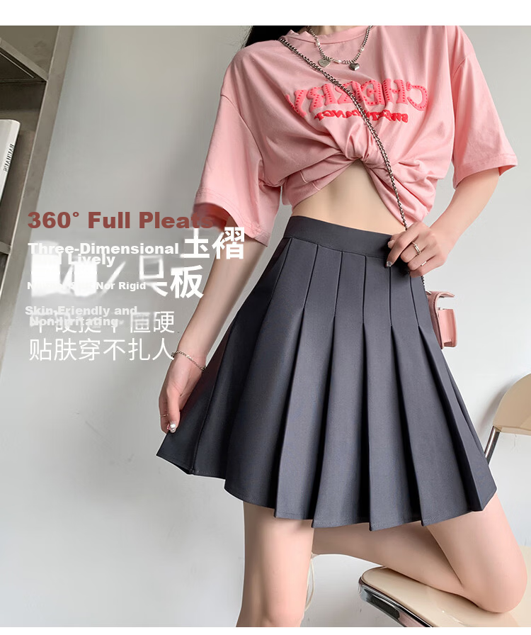 Free Style Pocket Pleated Skirt for Women Petite High Waist Anti-Exposure Blazer Mini Skirt 2026 New Summer Bodycon Skirt 7
