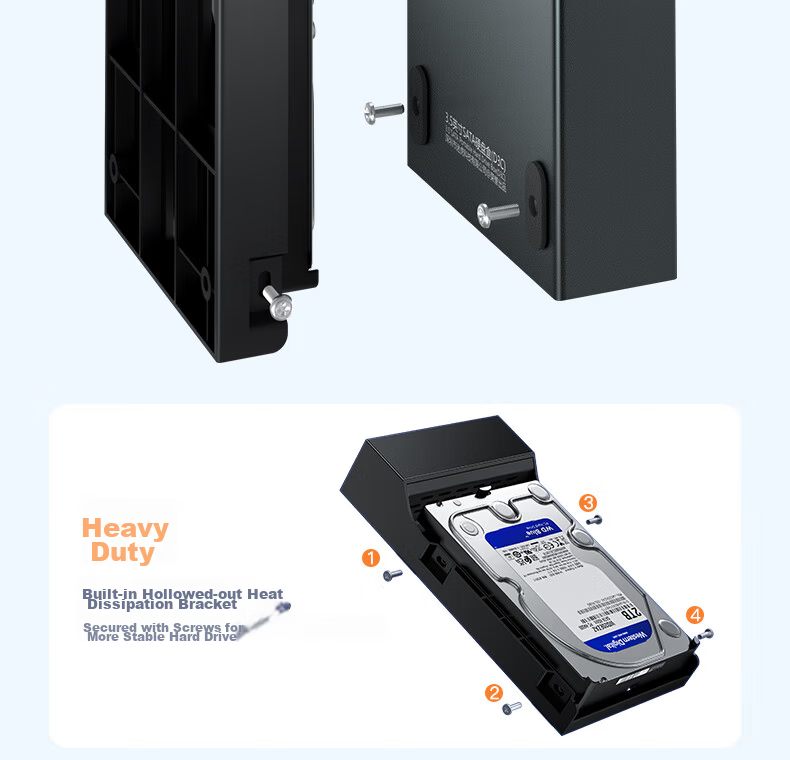Mihu 3.5 Inch Hard Drive Enclosure USB 3.0 External Hard Drive Case with Built-in Fan SATA Mechanical Desktop Laptop External Box D3A 22