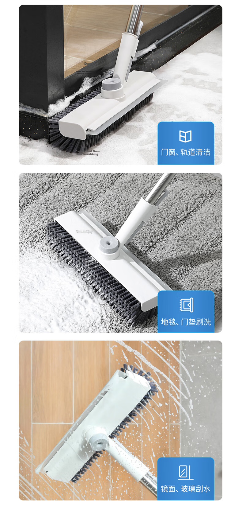 Meiliya Long Handle Toilet Floor Brush Hard Bristle Scrubbing Brush Tile Bathroom Floor Cleaner No Dead Angle 16