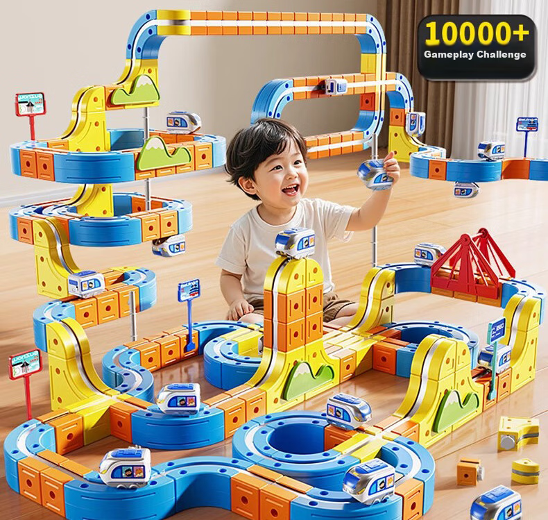 SHANGYUN Children's Toy Car for Boys, Anti-Gravity Track Roller Coaster, Educational Assembly DIY Train, Birthday Gift for Ages 3-6, 10 10