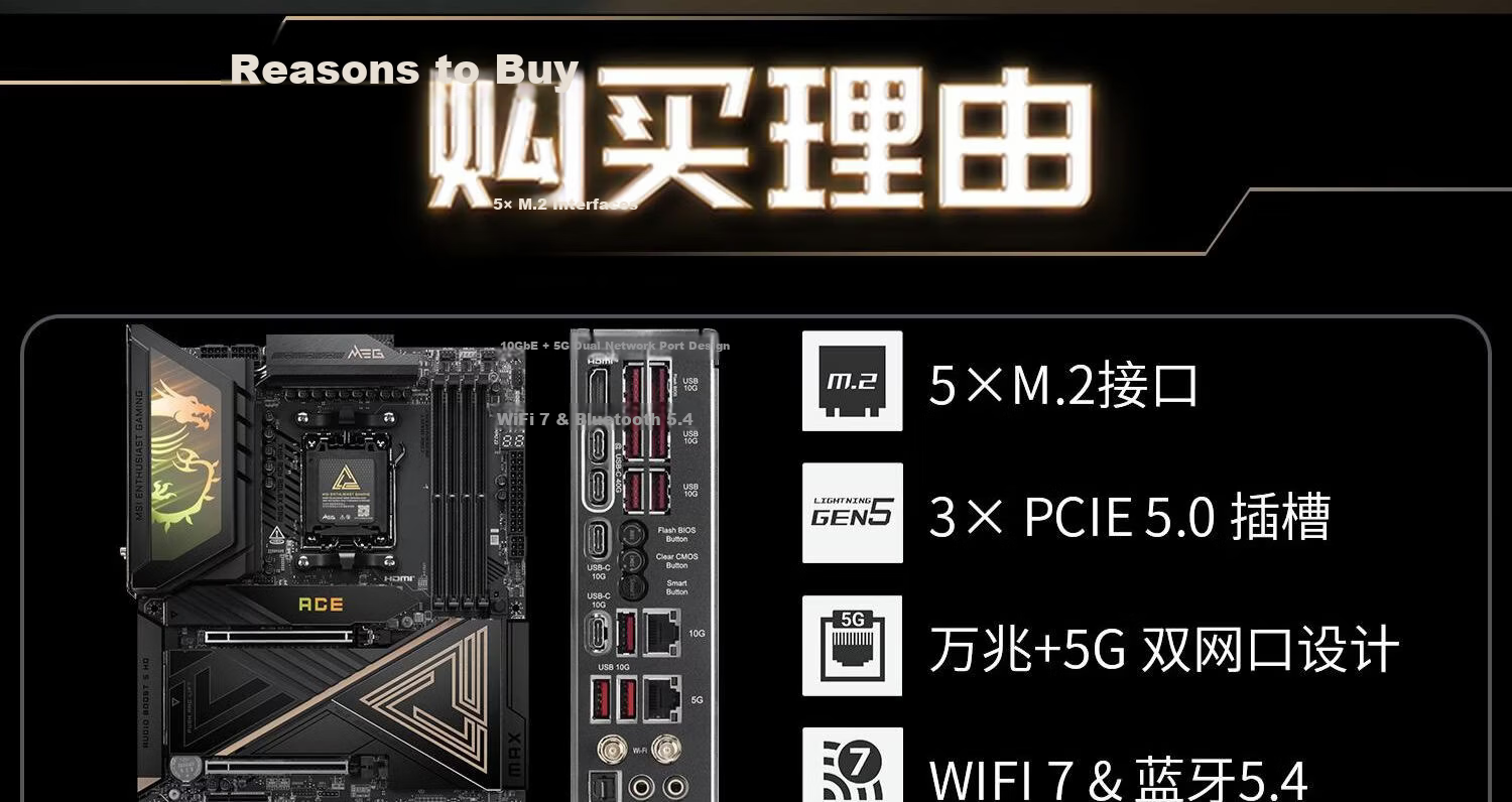 MSI MEG X870E ACE MAX War God Motherboard Compatible with CPU 9950X3D2/9800X3D/9850X3D (AMD X870E/AM5 Socket) 7