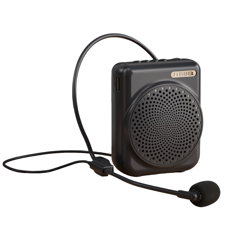 Aiwa AS-1 Little Bee Amplifier Teacher Bluetooth Speaker Long Battery Life Outdoor Portable Waist-mounted Microphone Black Wired Version