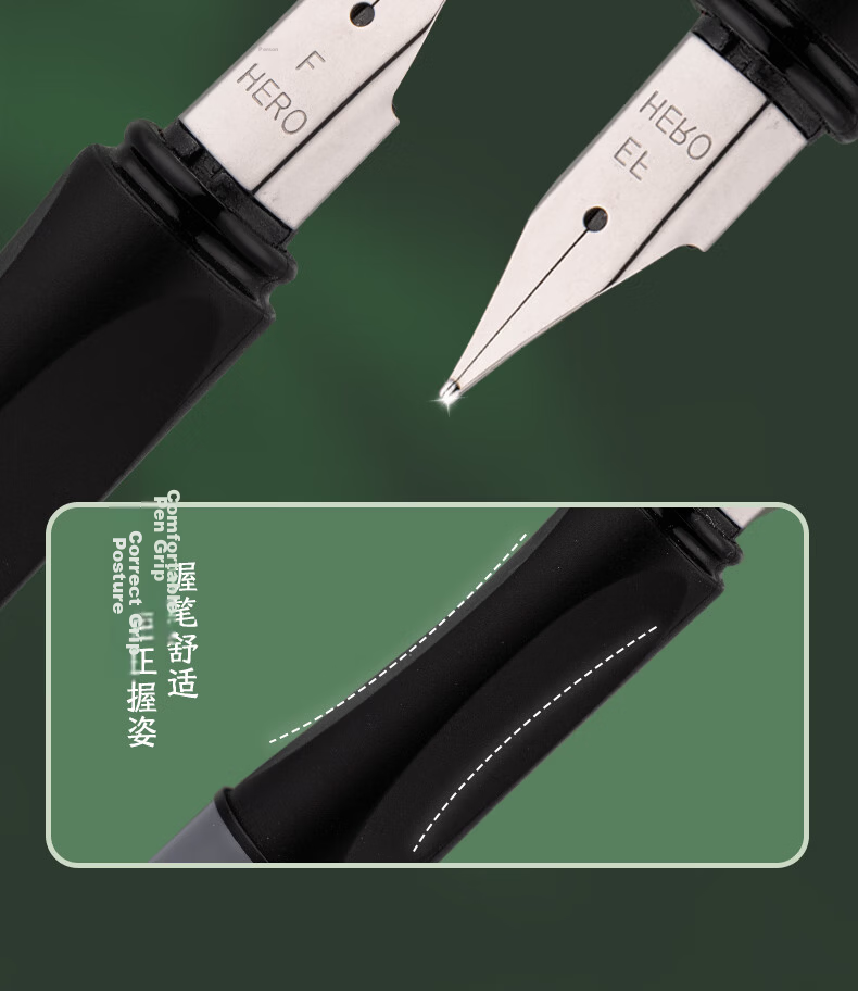 HERO E501 Iridium Nib Fountain Pen EF Tip Blue Matte New Year Gift Stylish Business Office Student Writing Practice Ink Pen 8