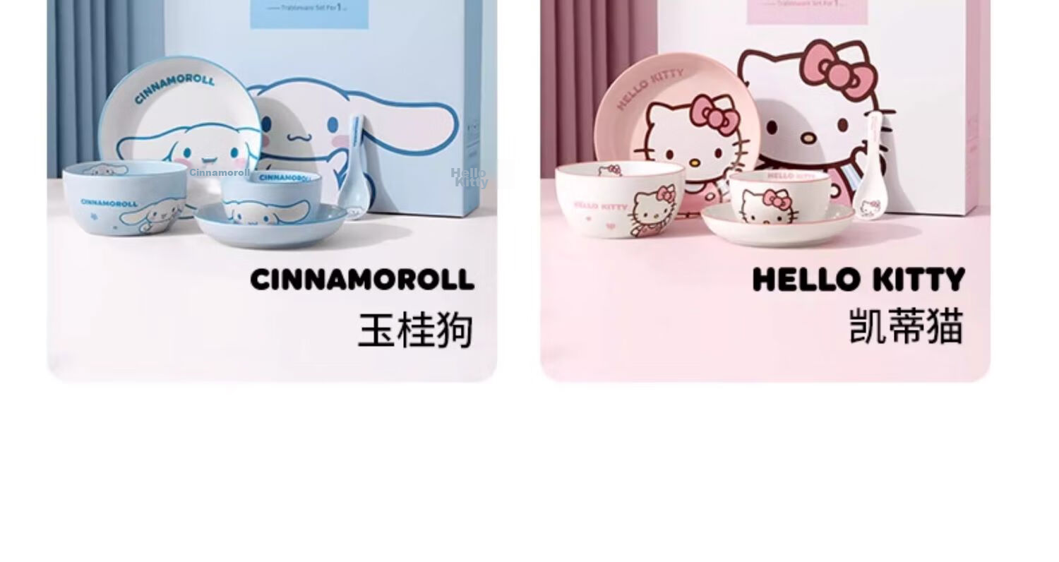 MANCHAOJIA Sanrio My Melody Ceramic Bowl and Plate Set Cute High-Quality Tableware Home Dinnerware Birthday Gift for Best Friends 6