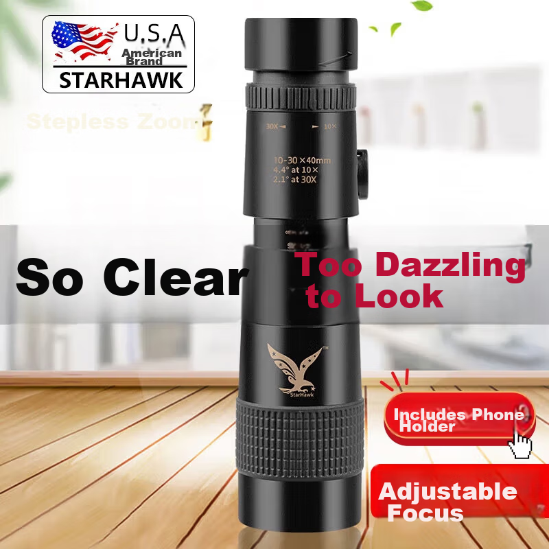 Starhawk Monocular Telescope High-Definition High-Power Military Night Vision 100km Professional Portable Small with Phone Attachment for Kids