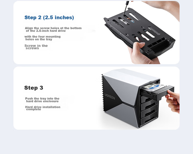 UGREEN Hard Drive Enclosure, Multi-Bay Hard Drive Cage (No RAID Array, with Temperature-Controlled Fan), Suitable for 2.5/3.5 SATA Serial Mechanical And Solid State Drives 24