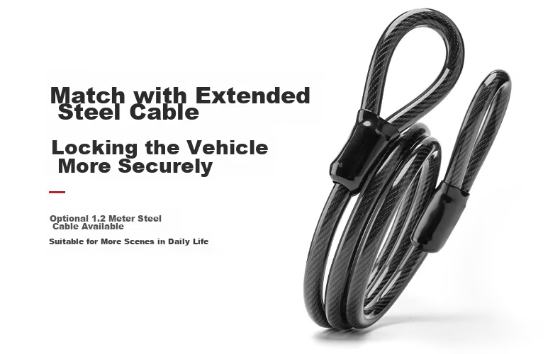 ROCKBROS Mountain And Road Bicycle Lock, Anti-Theft Portable Lock, Electric Bike Chain Steel Cable Lock, Bicycle Accessories, Black 12