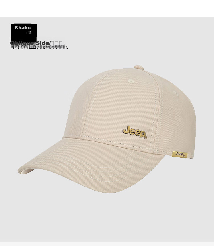 JEEP Men's Baseball Cap Autumn Pure Cotton Outdoor Trendy Sun Protection Visor Hat Unisex Black 16