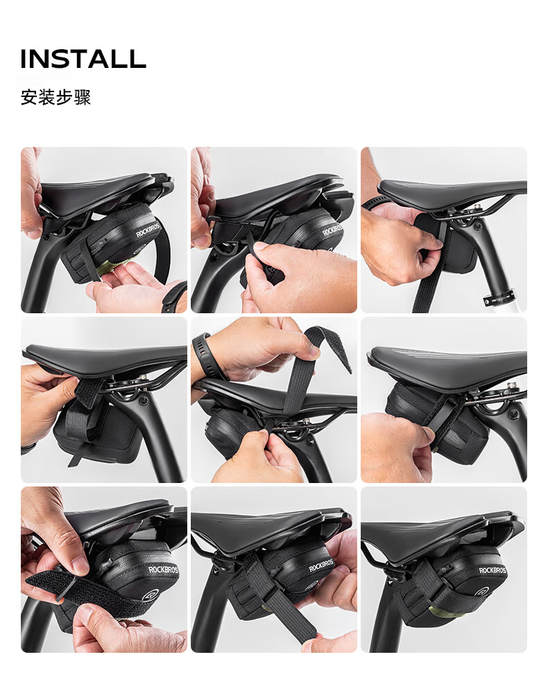 ROCKBROS Bicycle Bag Road Bike Tail Bag Compact Portable Seatpost Saddle Bag Cycling Accessories Black 13