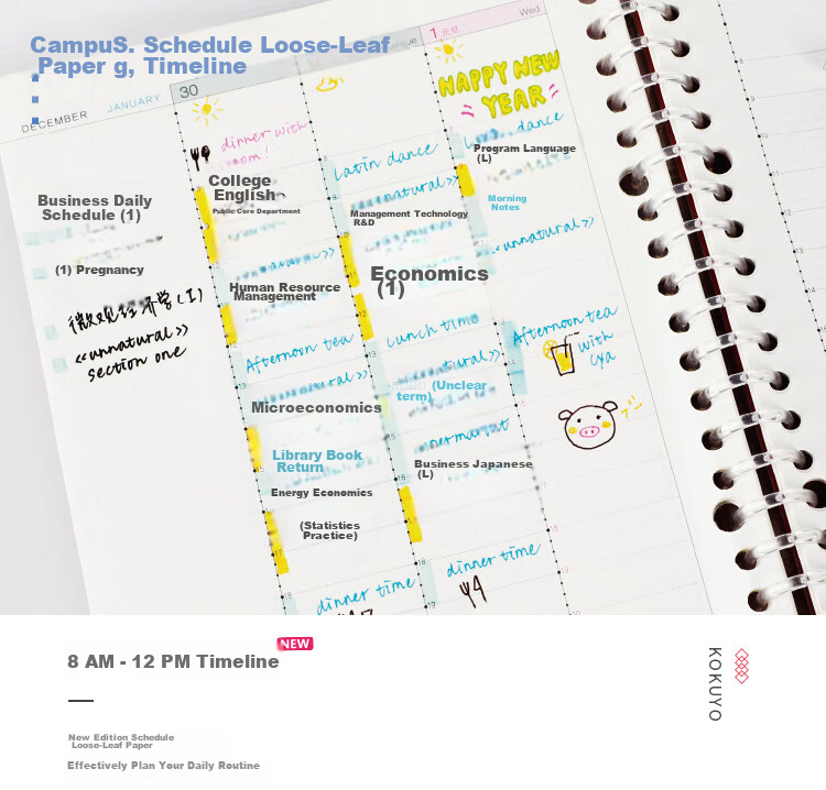 KOKUYO A5 Loose-Leaf Paper, Campus Refill Notebook, Loose-Leaf Paper Inner Pages, To-Do List Stepped Pages, 50 Sheets Per Book, WCN-CLK3 1