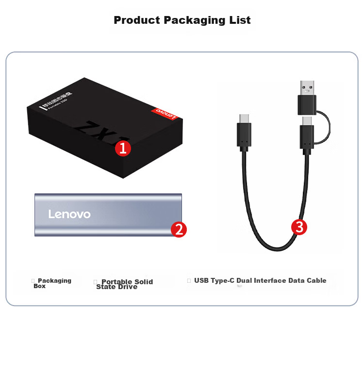 Lenovo 512GB Portable SSD PSSD ZX1 Type-C USB 3.1 Dual Interface 560MB/s Read Speed Mobile and PC Silver 11