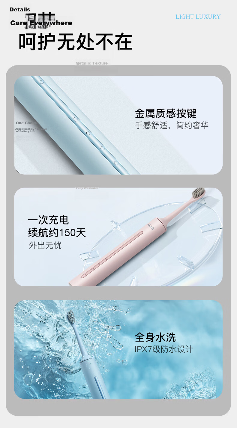 Bayer Smart Sterilization Electric Toothbrush Adult Sonic Rechargeable Soft Bristle Couples Student Men Women Gift for Girlfriend - Obsidian Black 13