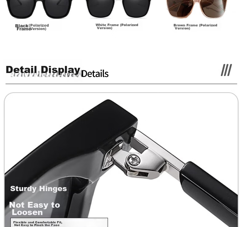 HB Sunglasses-1757 Black Frame Unisex Large Face Slimming Driving UV Protection GM Sunglasses 4