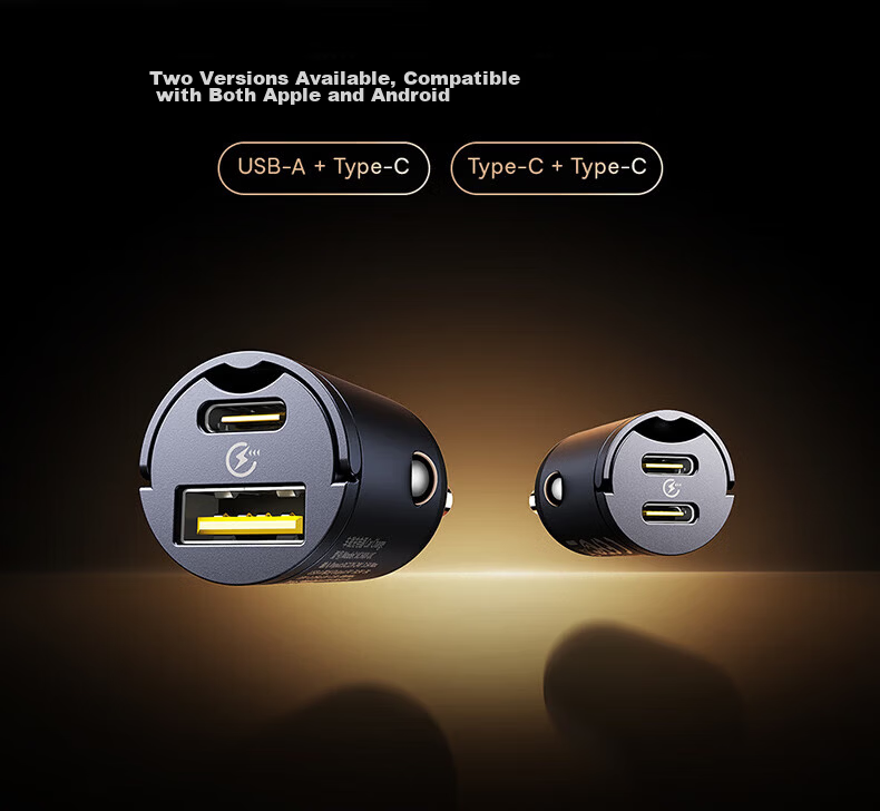 BASEUS Car Charger Cigarette Lighter Hidden Super Fast Charging Head Dual Port Compatible with Apple 16/17 Huawei Xiaomi C+U 9