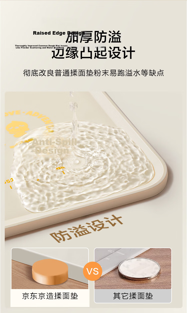 JD Original Dough Kneading Mat, Thickened Baking Silicone Mat with New National Standard, 99.9% Antibacterial Rate [80*60] 8
