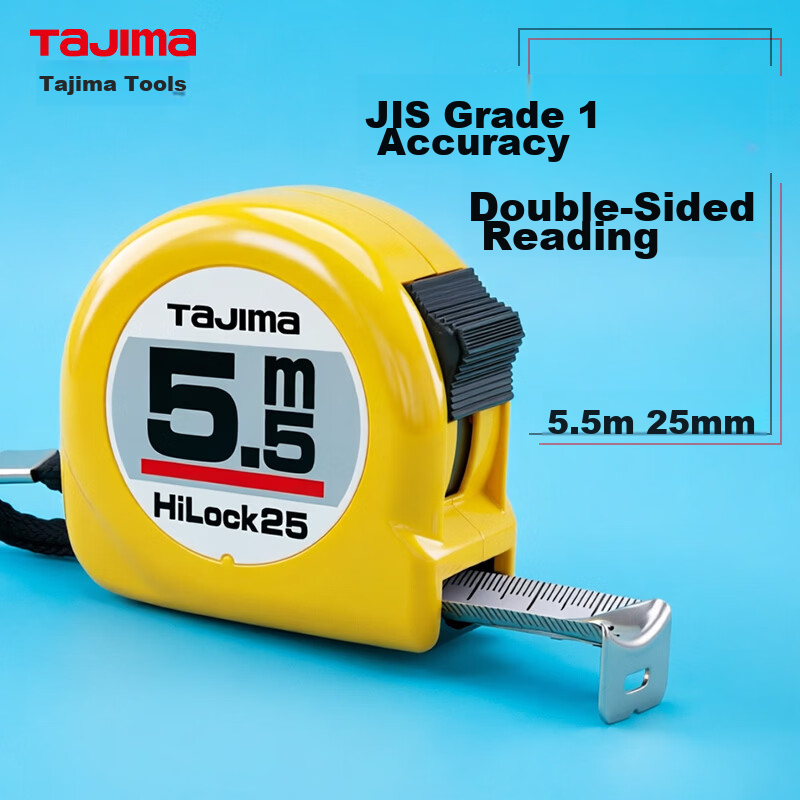 TAJIMA 5.5m Steel Tape Measure 25mm Wide Metric L25-55 1001-0035