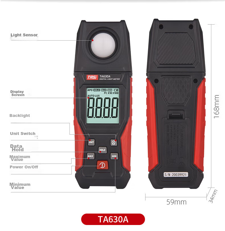 Teans Digital Lux Meter High Precision Light Meter Illuminance Tester Photometer 24