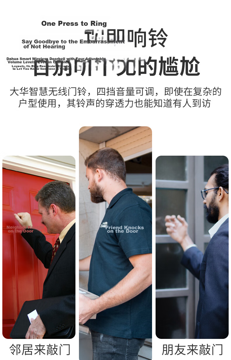 Bolianzhihui Outdoor Waterproof Wireless Doorbell, Ultra-Long Range Home One-To Electronic Remote Control Doorbell, Entrance Dingdong Doorbell, Elderly One-Key Call Button M558 3