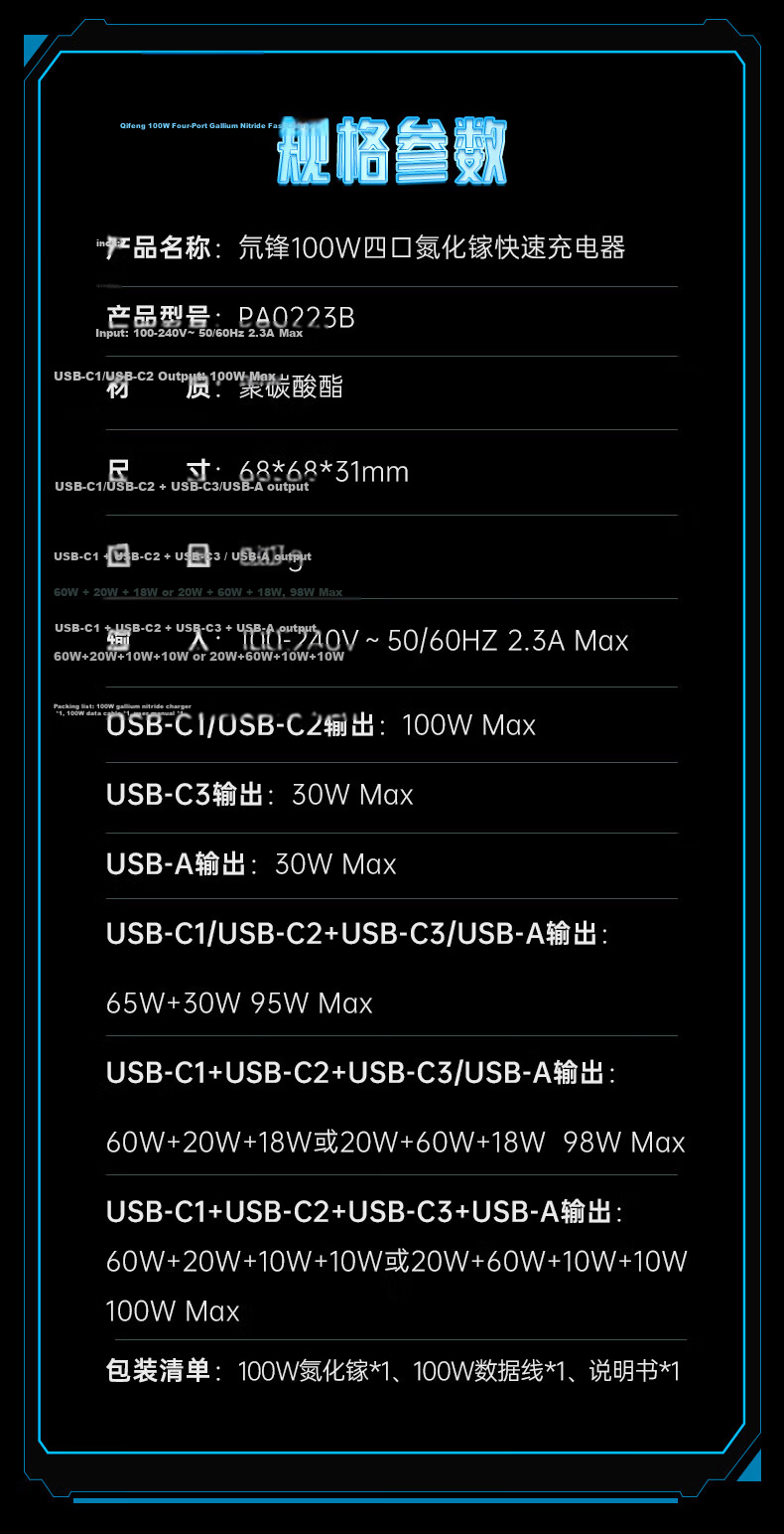 Nubiyahongmo 140W Deuterium-Edge GaN Charger Set, Four Ports 100W PPS Fast Charging Head, Universal for MacBook Pro, Xiaomi 17 Pro Max, Apple Laptops, with 240W Cable 20