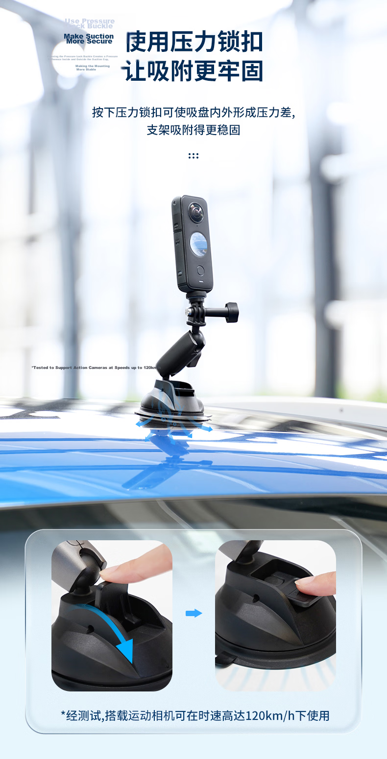 TELESIN Compatible Motorcycle Mount for DJI Action 5 Pro/6/4, Nano Tube Clamp, Acepro 2 X5 Bicycle Mount, GoPro Action Camera Accessory 10