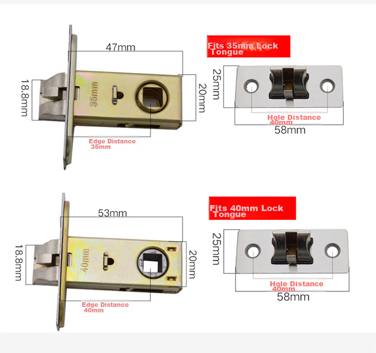 HOTUN Stainless Steel Bathroom Door Lock Aluminum Alloy Single Latch Handle Lock Toilet Washroom Door Lock 110mm Backset 4