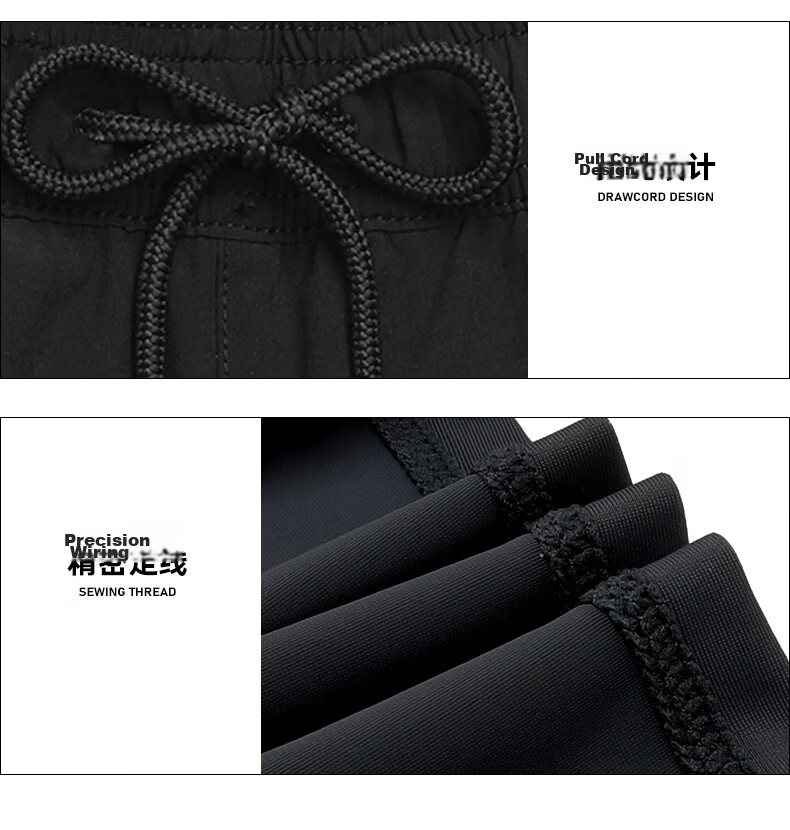 LI-NING Men's Loose Swim Trunks Anti-Embarrassment Swimwear Set Dual-Use Water and Land Black Long Sleeve Two-Piece Set 07-23 XXL 18